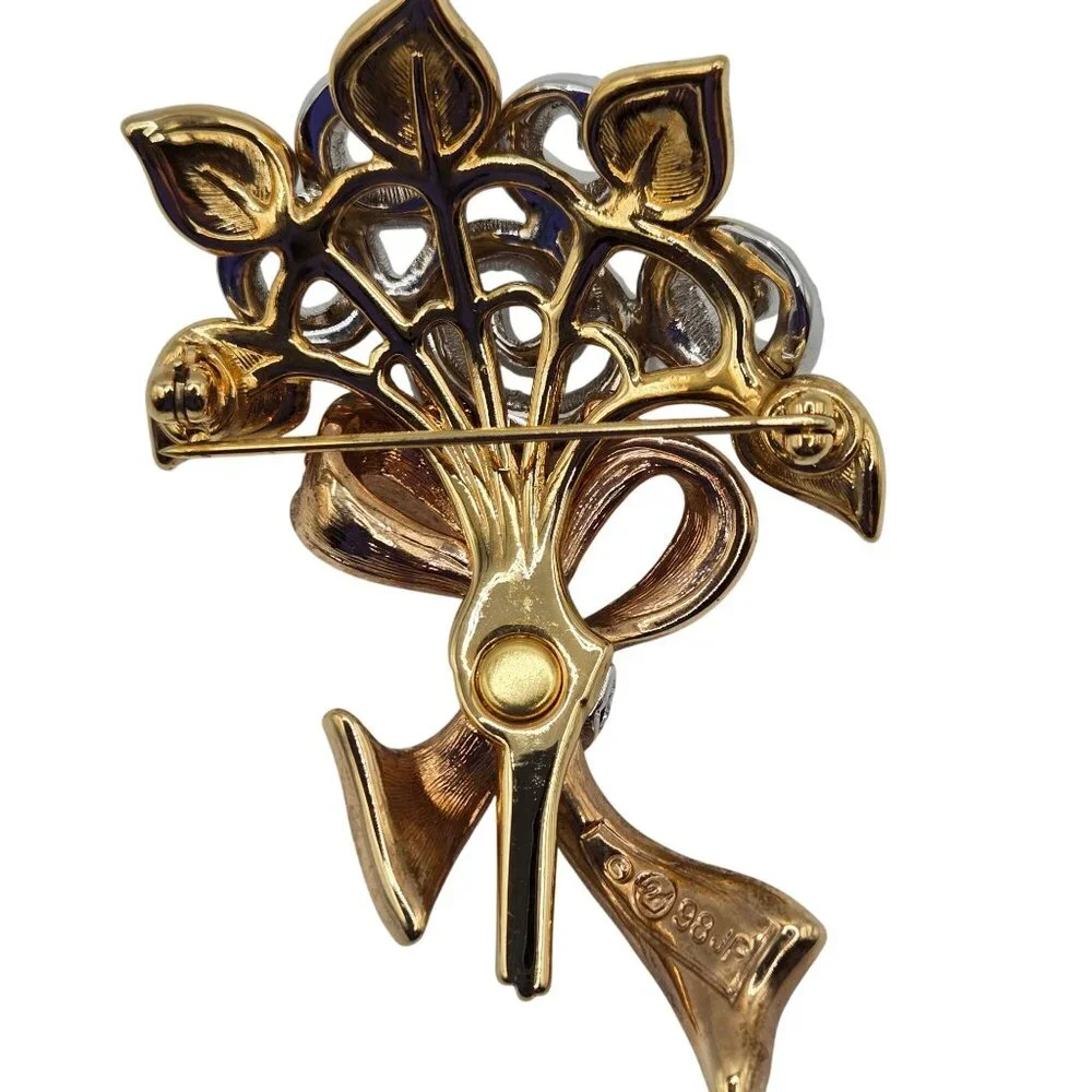 Swarovski Crystal Brooch Flower Bouquet Pink Cancer Awareness Compassion 98 Sign - Picture 5 of 13